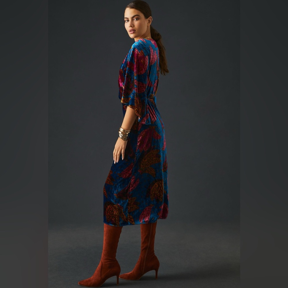 💯🆕 Farm for Anthropologie Velvet Wrap Dress